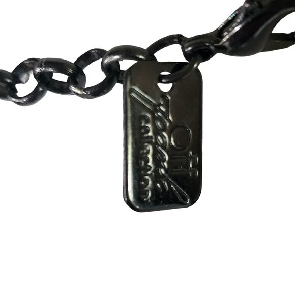 Off Park Collection Faux Crystal Pearl Cameo Necklace Black Gunmetal 36" - Picture 2 of 4